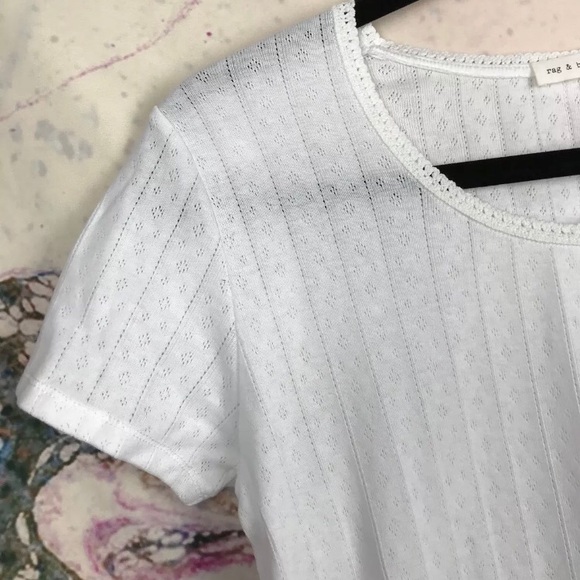 Rag Bone jean short sleeve White eyelet crop top - Picture 4 of 8